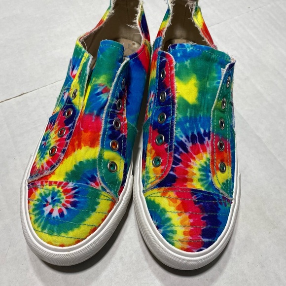 Gypsy Jazz Colorful Tie Dye Play Along Star Canvas Slide On Sneakers size 8.5 - Picture 4 of 15
